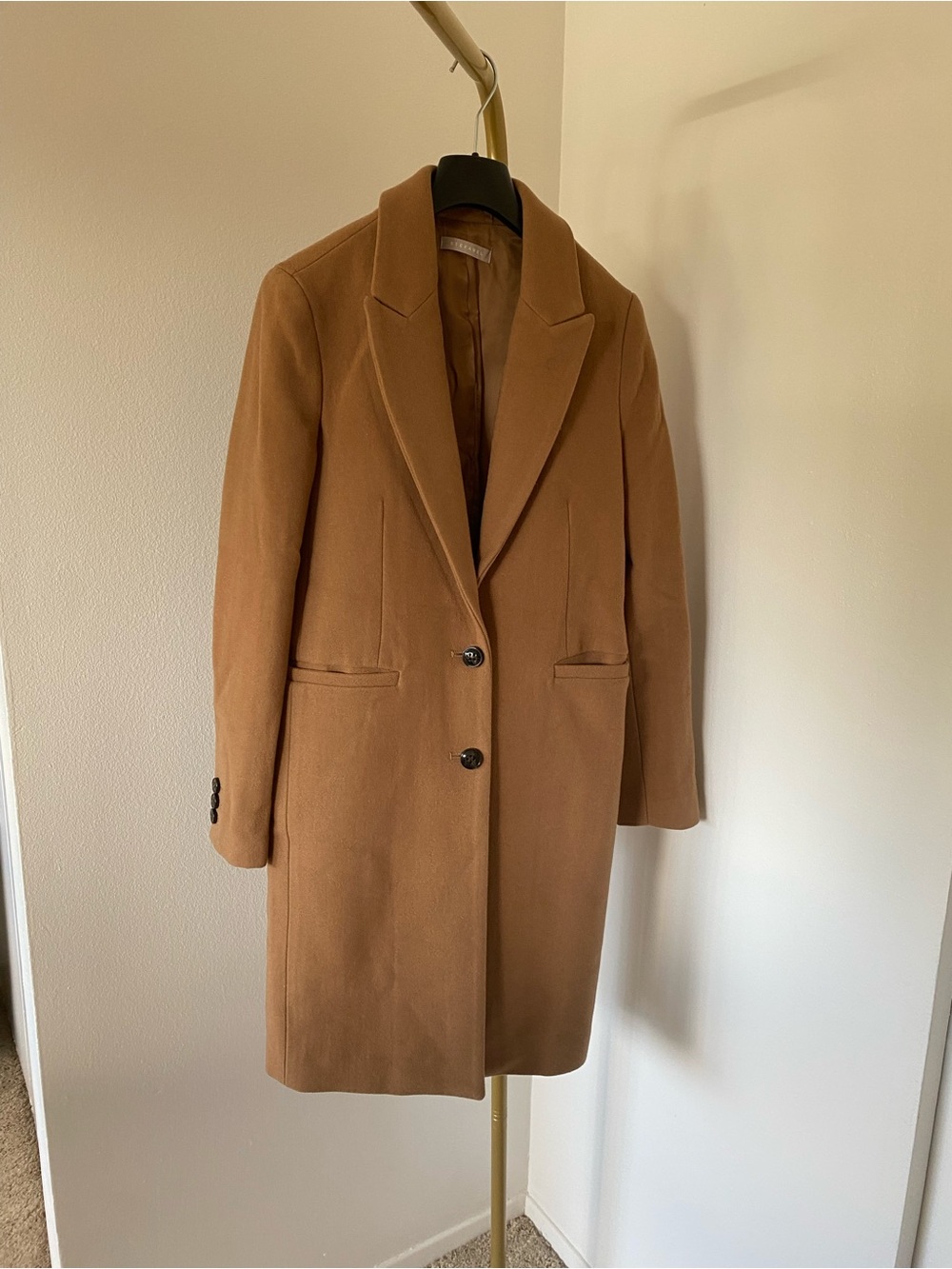 Stefanel Camel Wool Blend Long Coat – Classic Tailored Style - Picture 2 of 10